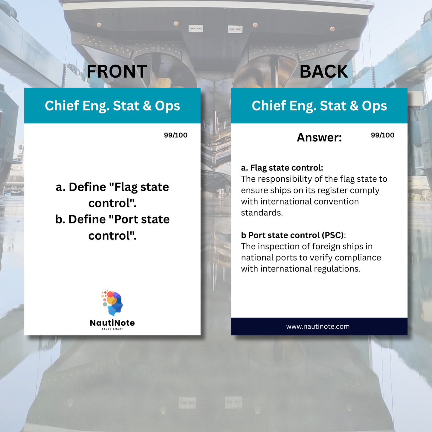 Chief Engineer Statutory and Operational Requirements Flashcards (SV Chief Engineer <3000kW, <500GT)
