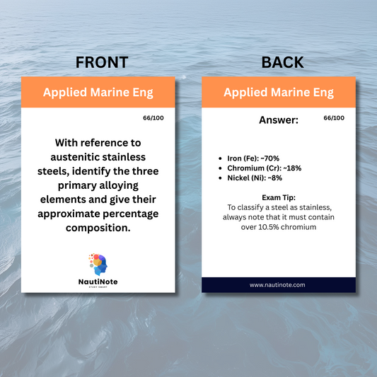 Applied Marine Engineering Flashcards (SV Chief Engineer <9000kW, <3000GT)